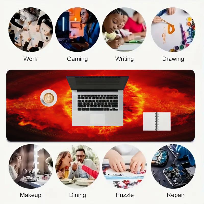 Eye Fire Xl Gaming Mouse Pad Nonslip Rubber Base Stitched Edge Waterproof Desk Mat For Pc Laptop Gamer Office Computer Accessories C927255