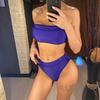 Sexy Bandeau High Leg Cut Female Swimsuit High Waist Bikini Women Swimwear Two-pieces Bikini Set Bather Bathing Suit Swim