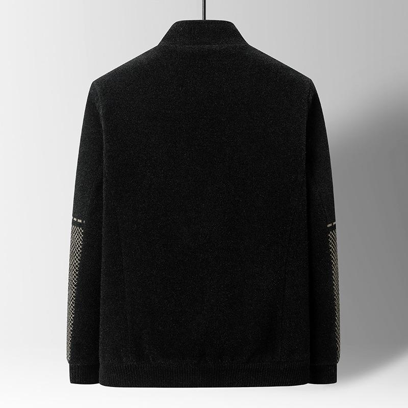 Новая повседневная шерстяная куртка из синели для мужчин на осень и зиму с бархатом и утолщенной посадкой. Куртка из бархатной шерстяной шерсти золотистой норки с воротником-стойкой.