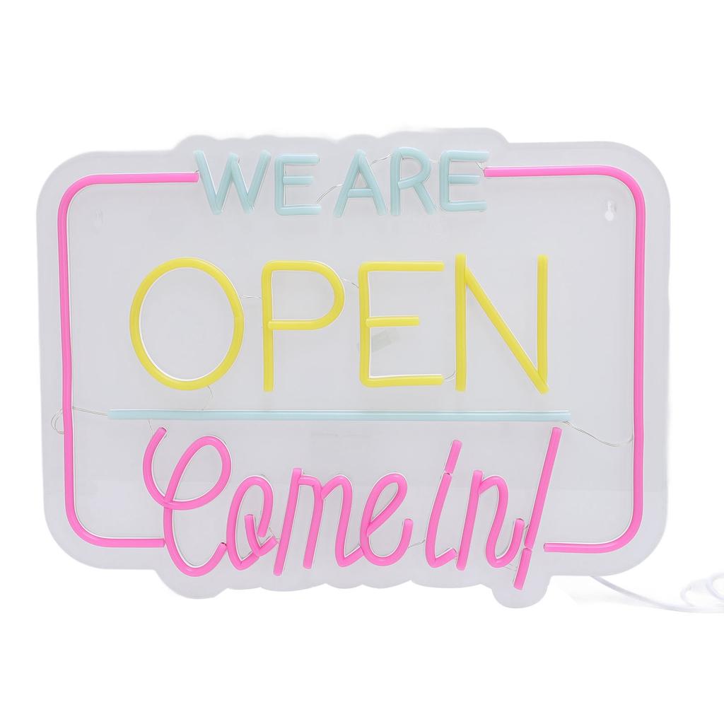 Wall Decor Neon Sign USB Power Supply We Are Open Come In LED Neon Sign Aesthetic Room Decor for Bars