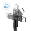 Sanwa Supply USB-Type-C Cable Magnetic Detachable (2m) 540° Rotating Connector PD60W Charging/Data Transfer Nylon Mesh Black KU-CCP60MG20BK