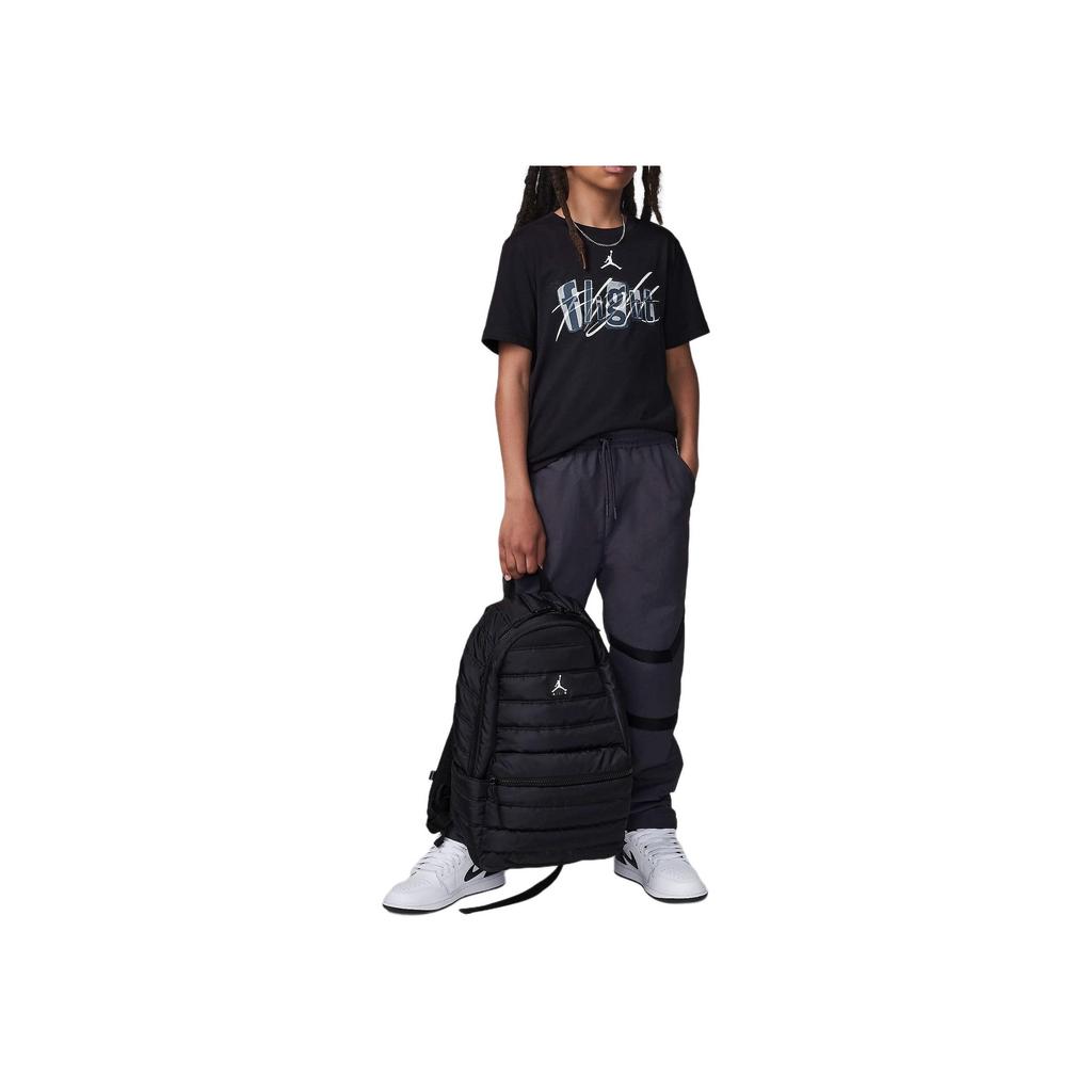 Jordan Flight Team Soft Comfortable Sweat-Absorbing Breathable Short Sleeve T-Shirt Kids Tops Black 95D368-023