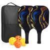 Набор для начинающих с лопатками из стекловолокна Pickleball включает в себя 2 ракетки, 2 мяча для игры в помещении, 2 мяча для улицы и 1 сумку для игры в мяч.