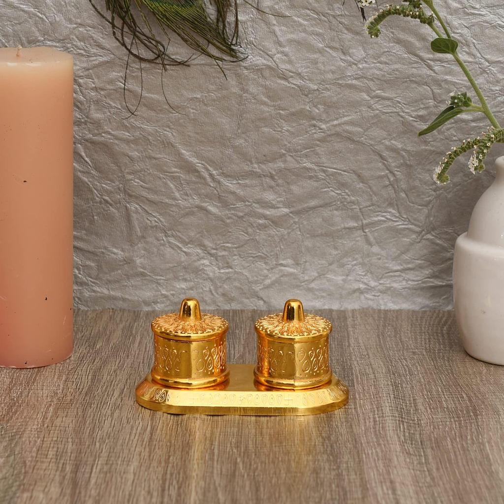 Золотой металлический держатель для кумкума/коробочка для кумкума для подарков, пуджи, тали, мандира, дома, храма, для подарков (Королевская шкатулка для кумкума)