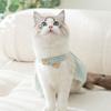 Spring and Summer Cat Thin Clothes Checkerboard Embroidered Suspender Skirt Blue Cat Kitten Pet Clothing Dog Skirt