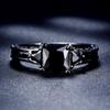 1 Pc Black Golden Color Princess Cut Black Stone CZ Claw Rings Wedding Band Jewelry Valentine's Day Gifts