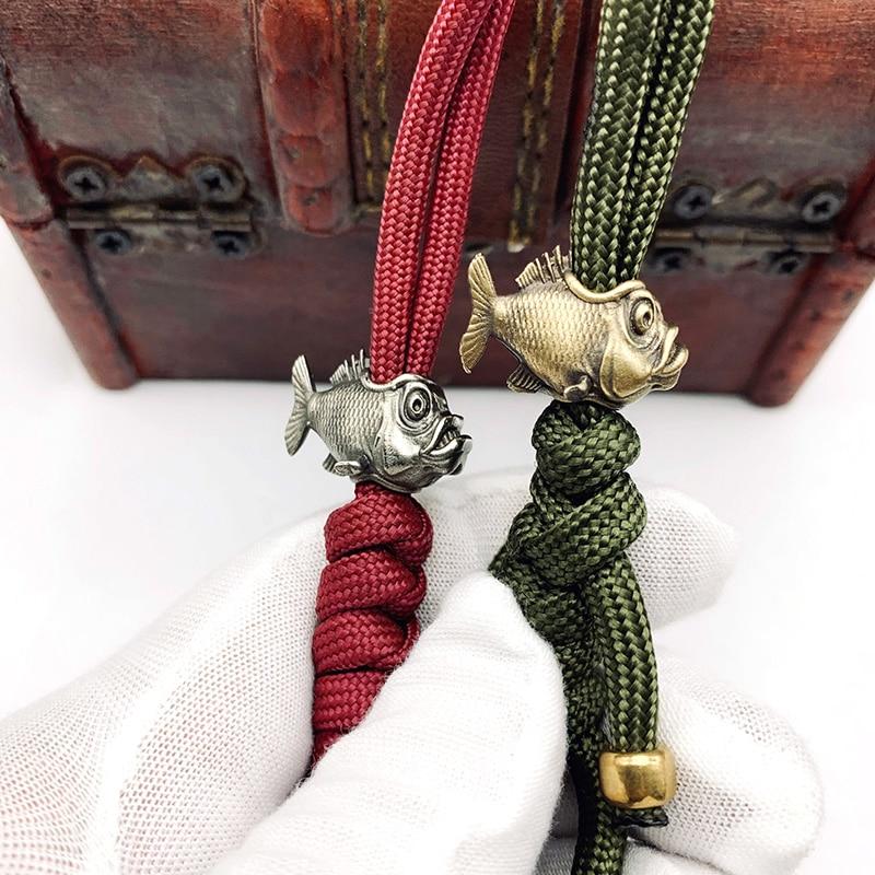Ретро Африканская Пиранья Латунная и Медная Фигурка Рыбы Брелок с Полым Дизайном