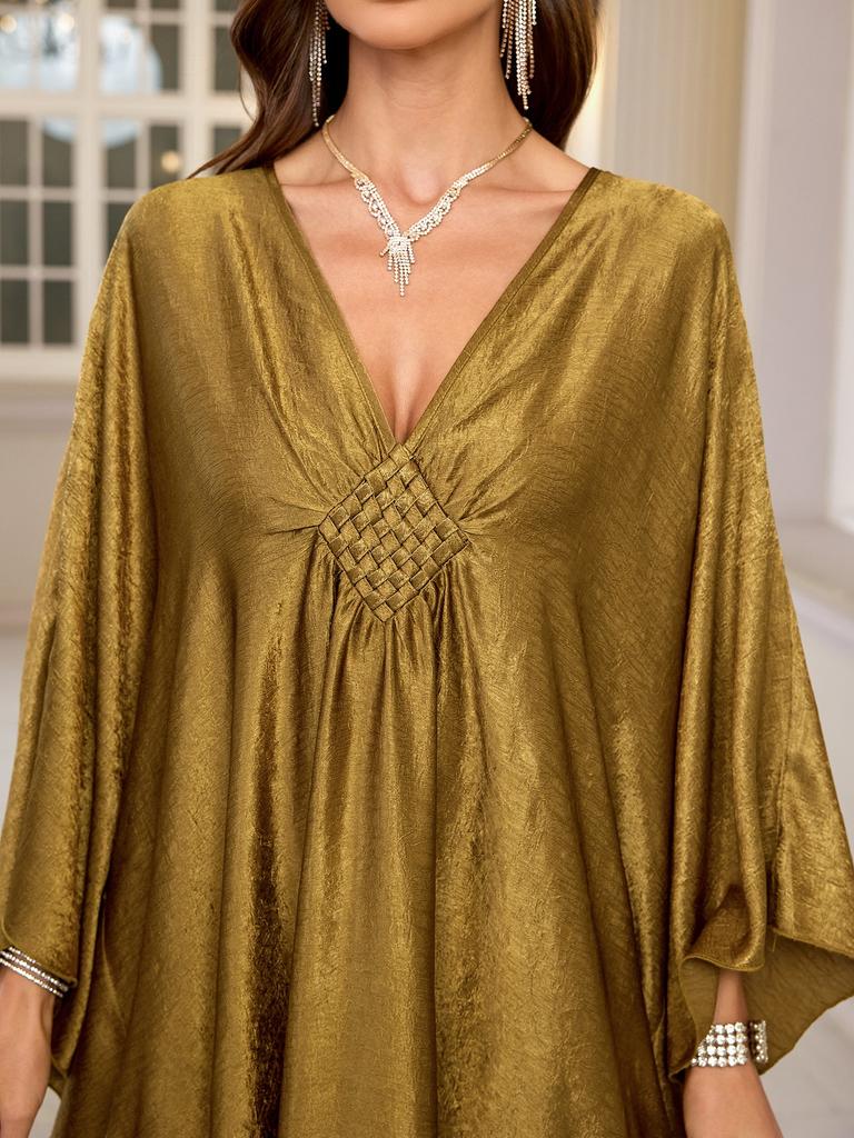 Luxuary Beach Cover Ups Golden Kaftans for Women Bust Hand Woven Maxi Dresses Summer Holiday Bathing Suits