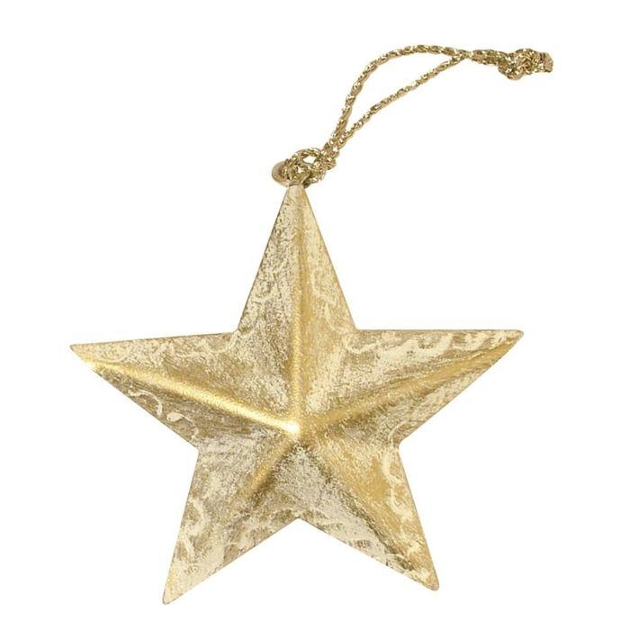 Rayher - Pendentif en métal étoile crème et doré 9.5 cm