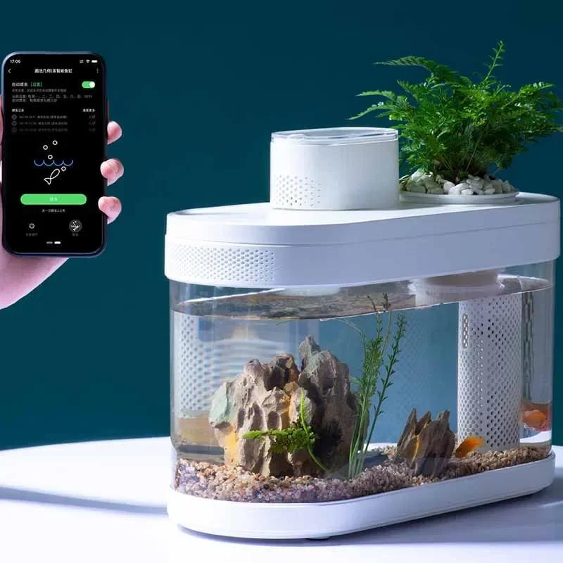 Умный аквариум для Xiaomi Mijia MiHome App Amphibious Eco Aquarium Pro WiFi Box C180 Auto Feeder RGB Lighting Works Fishtank