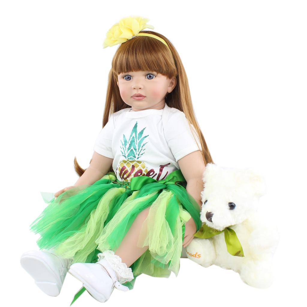 BZDOLL кукла реборн, реалистичная, 60 см, принцесса для маленьких девочек, с тканевым телом, мягкая силиконовая конечность, живая игрушка Bebe, платье для девочек