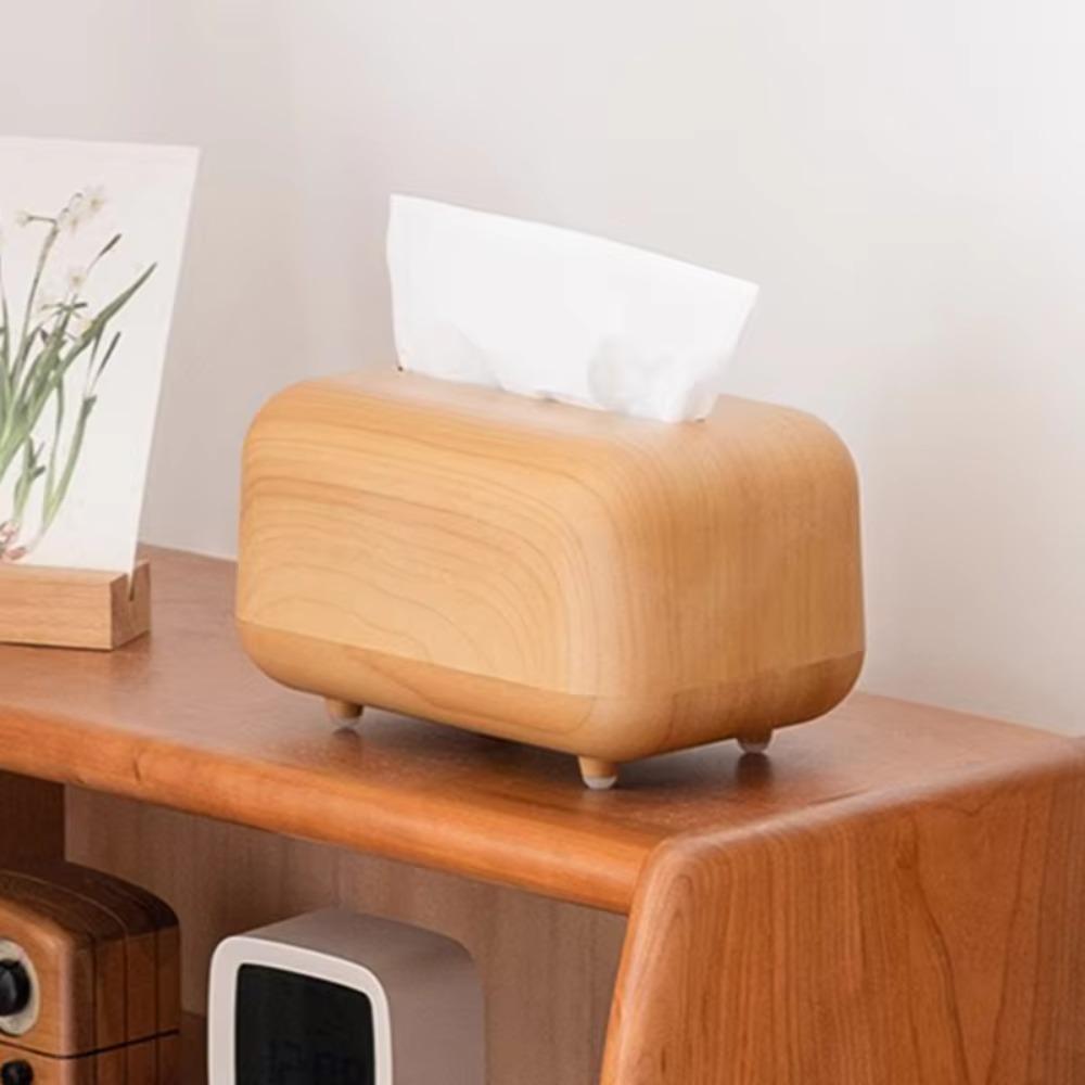 Ins Style Imitation Wood Grain Tissue Box Napkin Paper Case Living Room Decoration