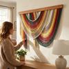 Wall Art Bohemian Wall Decor Wooden Macrame Wall Hanging Handmade Tassel Tapestry  Household
