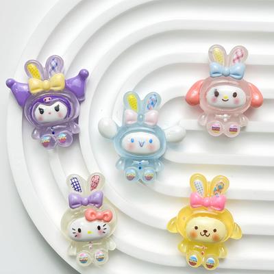 Мультяшные светящиеся смоляные аксессуары Чайка Кролик для DIY: Заколки для волос, Декор для обуви, Магниты на холодильник, Брелоки