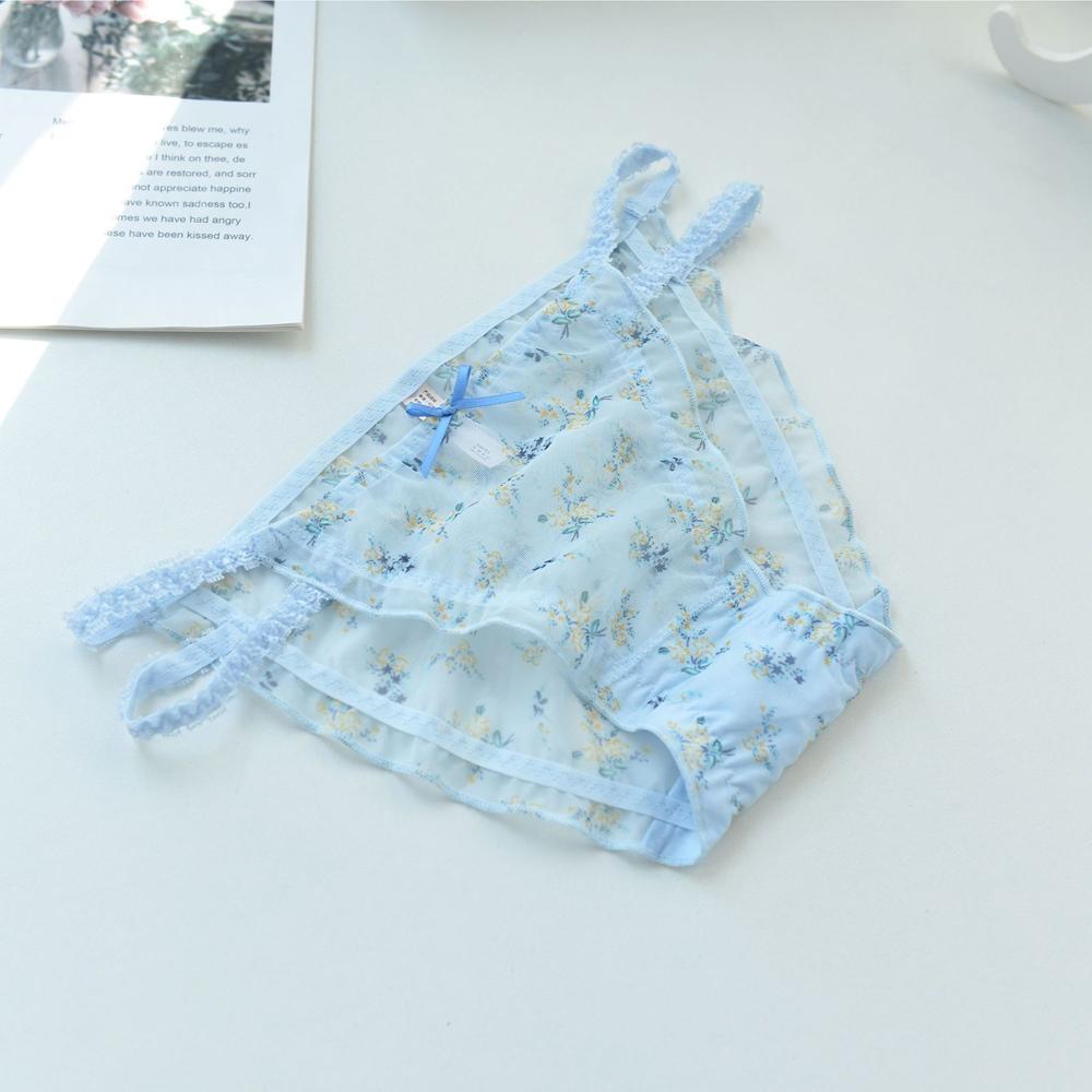 Sexy Sweet Bow Women Transparent Froal Mesh Panties Lingerie Lace Briefs Flower Underwear