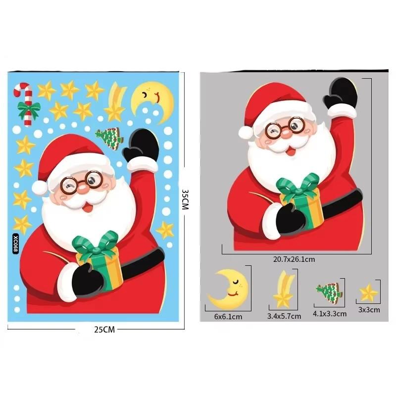 Рождественские наклейки на окна Санта-Клаус Снежинка DIY Наклейка на стену 2025 Рождественские украшения для дома Новогодние украшения Подарок