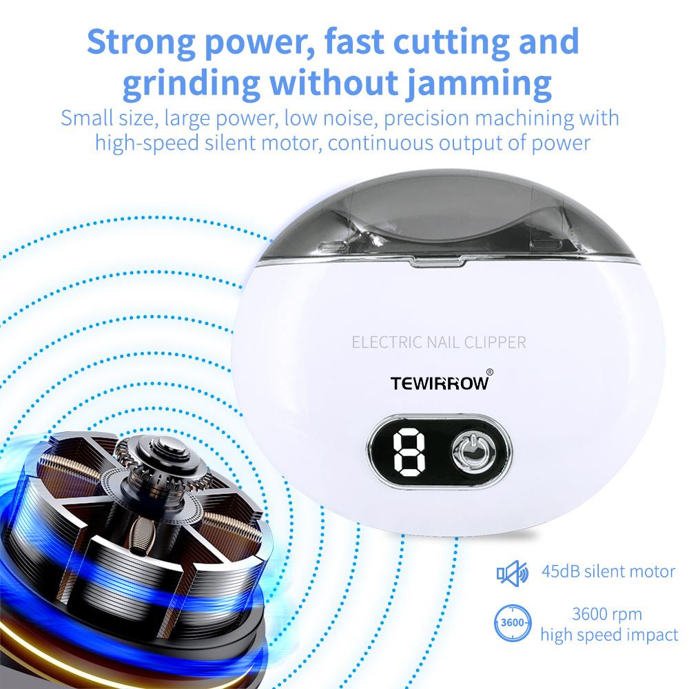 TEWIRROW Автоматические электрические кусачки для ногтей с УФ-лампами, безопасные кусачки для ногтей, пилочка для ногтей, перезаряжаемый триммер для ногтей для пожилых людей, детей