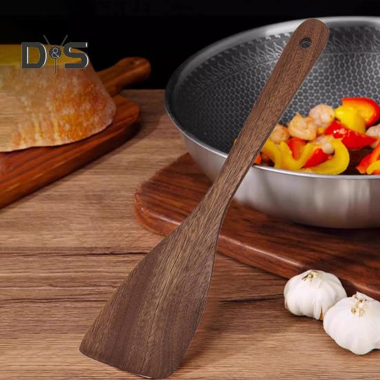 Деревянная ложка для риса с длинной ручкой, плоская лопатка для жарки, половник, кухонная утварь с закругленными краями, кухонные принадлежности