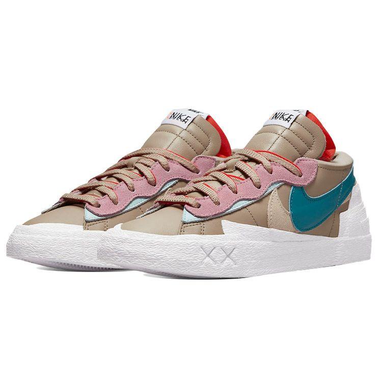 KAWS x sacai x Nike Blazer Low Reed Унисекс Кроссовки Коричневый Ярко-еловый Белый DM7901-200