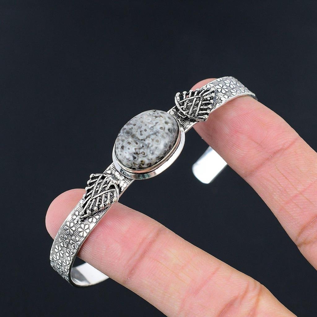 Сделка на Хэллоуин Натуральный коралл ската 925 серебро Ручная работа Артизана Модный браслет