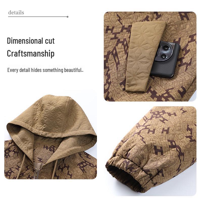 Plus Size Loose Print Hooded Sweatshirt for Mature Middle-Aged Women 2025 Spring/Summer Collection