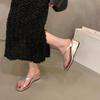 Wedge Heel High Heel Set Toe Sandals Fairy Shoes Wear 2025 Summer Silver Flip-flops