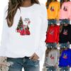 Зимние женские топы с принтом Санта-Клауса, женская Повседневная толстовка с круглым вырезом и длинными рукавами, блузка больших размеров