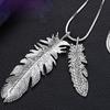 Diamond Feather Sweater Chain Versatile Clothing Long Necklace Pendant For Women