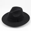 Street Shot Imitation Wool British Retro Jazz Hat Men'S And Women'S Big-Brimmed Top Hat Felt Hat Versatile Shade