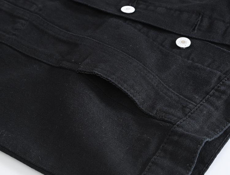 Men's Black Denim Sleeveless Vest - Trendy Streetwear Waistcoat for Spring, Summer, and Autumn