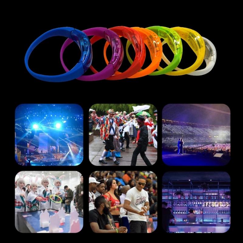 10pcs Voice Activated Sound Control LED Bracelets Flashing Silicone Bangle Christmas New Year Wedding Party Decoration