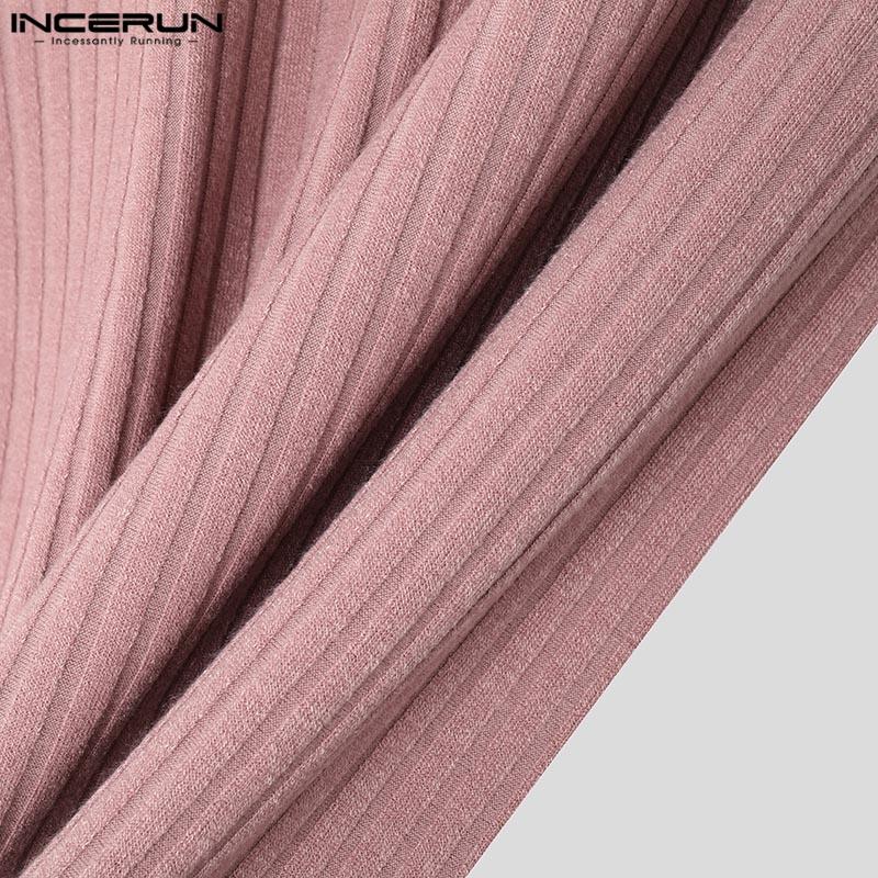 INCERUN Летние мужские повседневные обтягивающие топы с коротким рукавом в полоску футболки