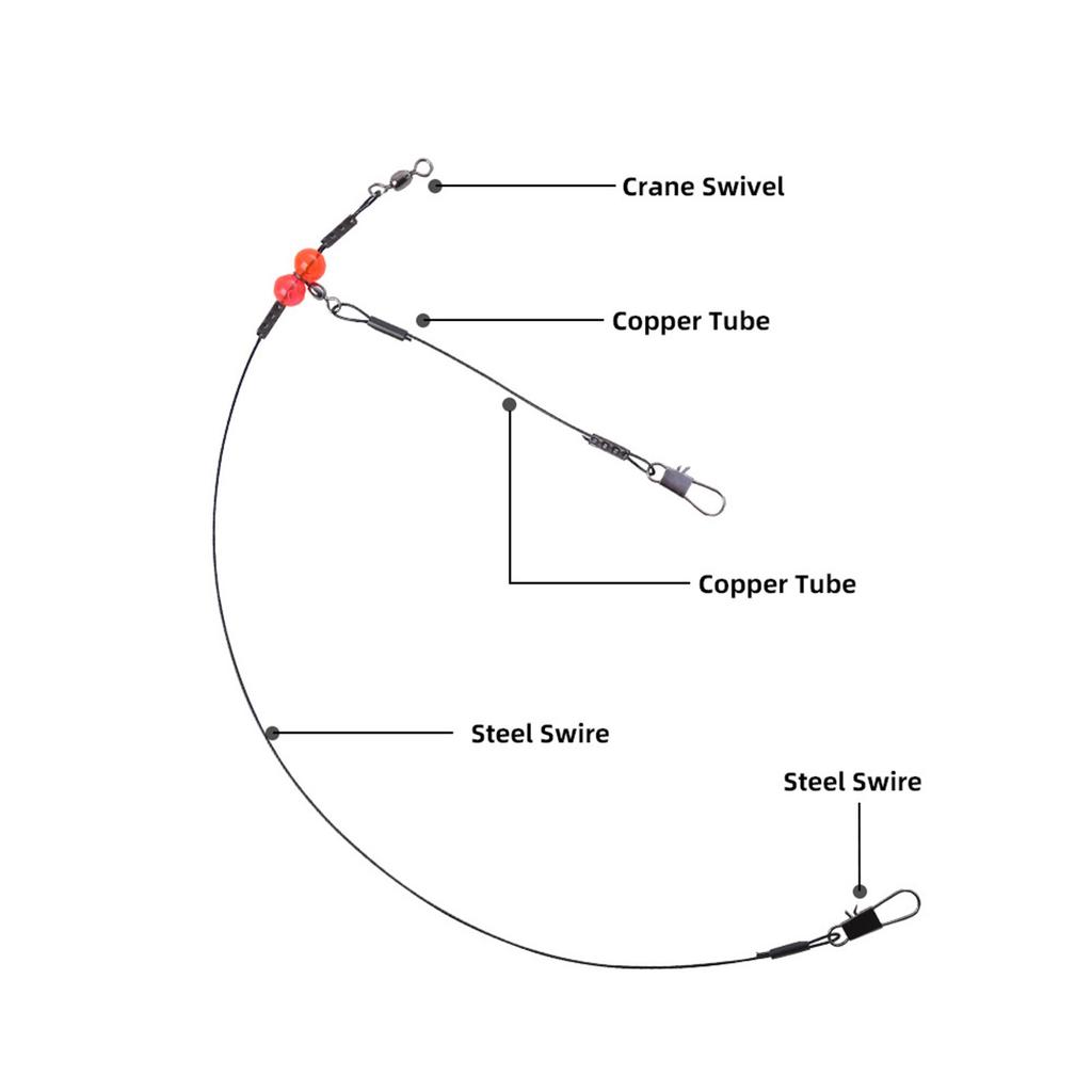 Stainless Fishing Rigs Fishing Wire Leader Line Rig with Swivels Snap Wire Leader for Hooks Saltwater Fishing Accessory