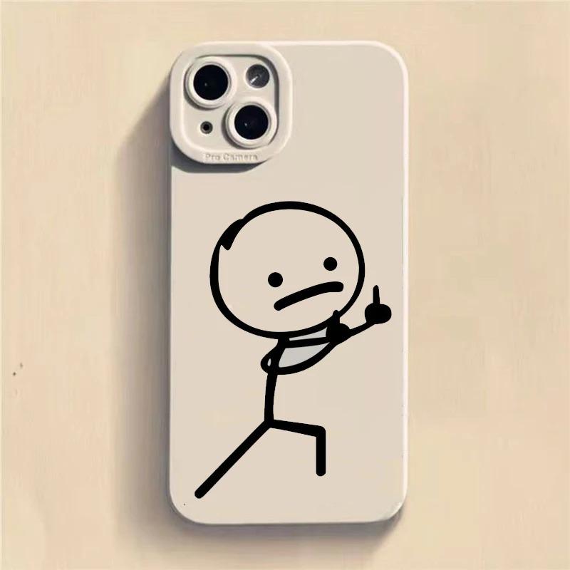 Стильный силиконовый чехол с мультяшным человечком для iPhone 11-16 Pro Max.