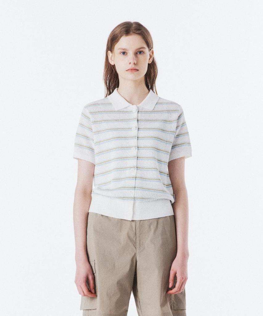 BROMPTON LONDON W Stripe Half Sleeve Knit - Cream (P262Wkt132)