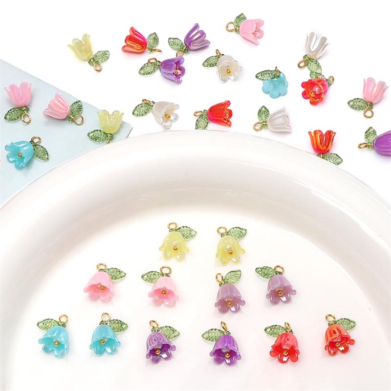 10pcs/bag Acrylic Color Lily Of The Valley Pendant DIY Bracelet Necklace Earrings Jewelry Accessories