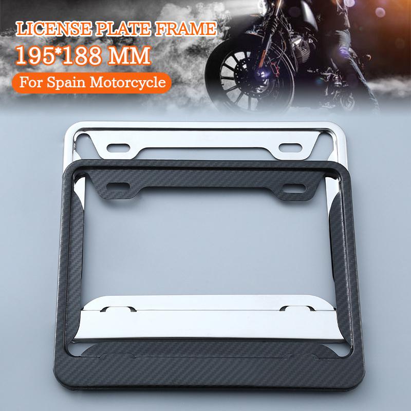 Motorcycle Carbon Fibe License Plate Frame Number Plate Cover Protection for Spain Moto Universal Stainless