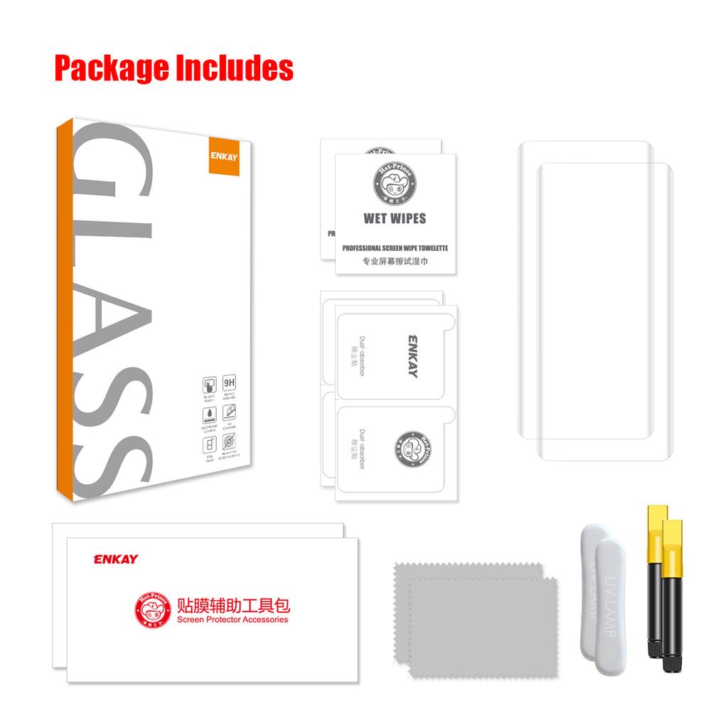 ENKAY HAT PRINCE 2 шт. Для Honor 100 5G Прозрачная защитная пленка для экрана УФ Полный клей Высокоалюминиево-кремниевое стекло Поддержка разблокировки по отпечатку пальца