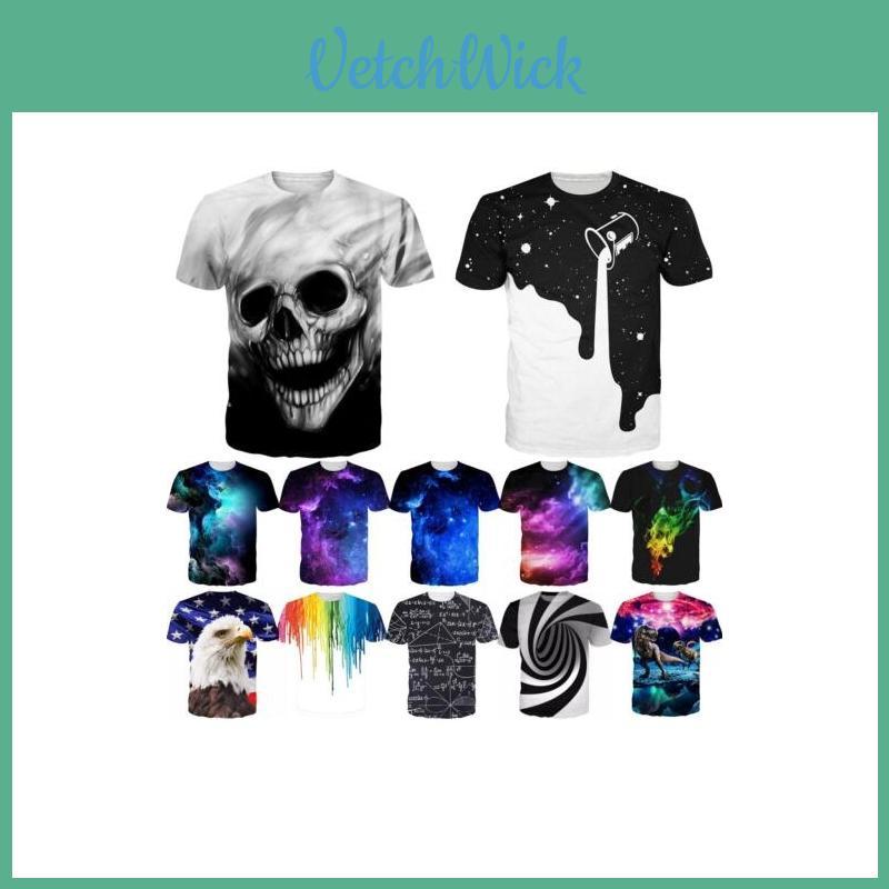 Space Galaxy Skull 3d Print Womens Mens Casual Tshirt Short Sleeve Graphic Tee With Vibrant Design