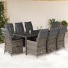 VidaXL Garden Dining Set 9 Pcs Grey Cushions Wicker, Outdoor Dining Set 3276742