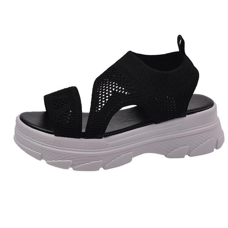 Босоножки на платформе, женские, лето 2022, модные туфли с открытым носком, женские, сетчатые, удобные, для вечеринок