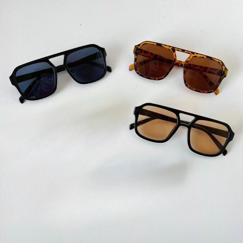 3 PC New Fashion Square  Sunglasses Korean Fashion Retro Large Frame Pilot Sunglasses Ocean Piece Multicolor