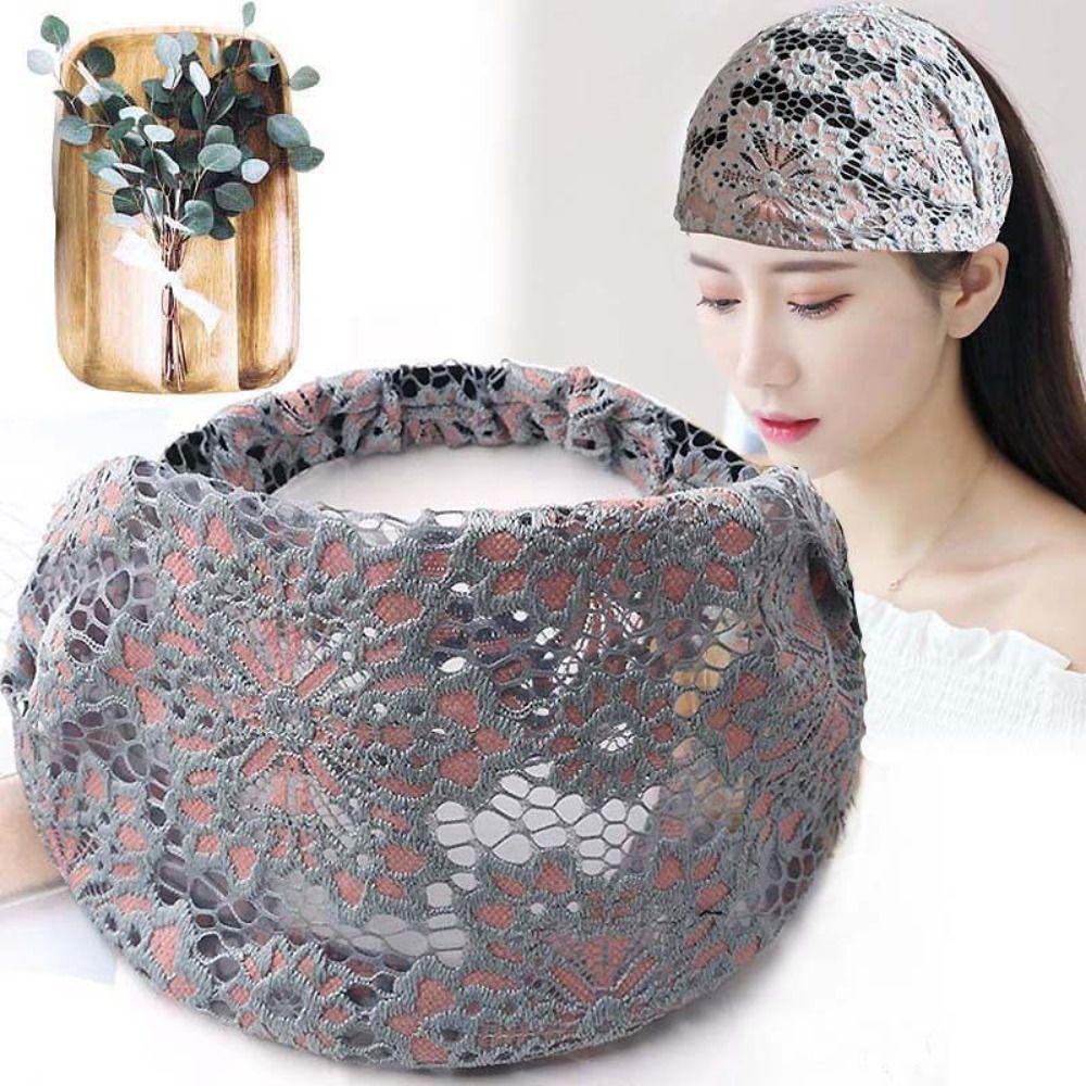 Сетчатая повязка для волос с широкими полями, эластичный обруч для волос с цветочным узором, темпераментная кружевная вышитая повязка на голову для девочек