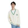 Li Ning Sports Lifestyle Series Daqian World Collaboration вышитые буквы однобортный V-образный вырез длинный рукав вязаный свитер мужской свитер AMBT245-1