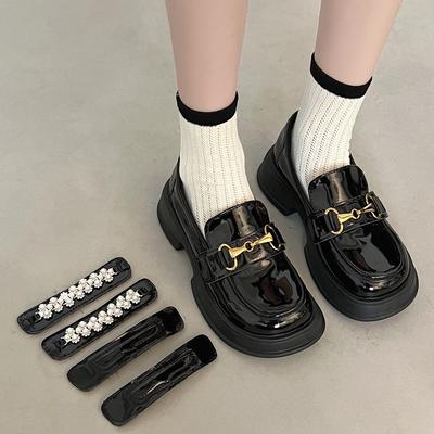 Черные туфли Мэри Джейн на толстом каблуке и платформе, женские летние туфли в стиле ретро в британском стиле, маленькие кожаные туфли