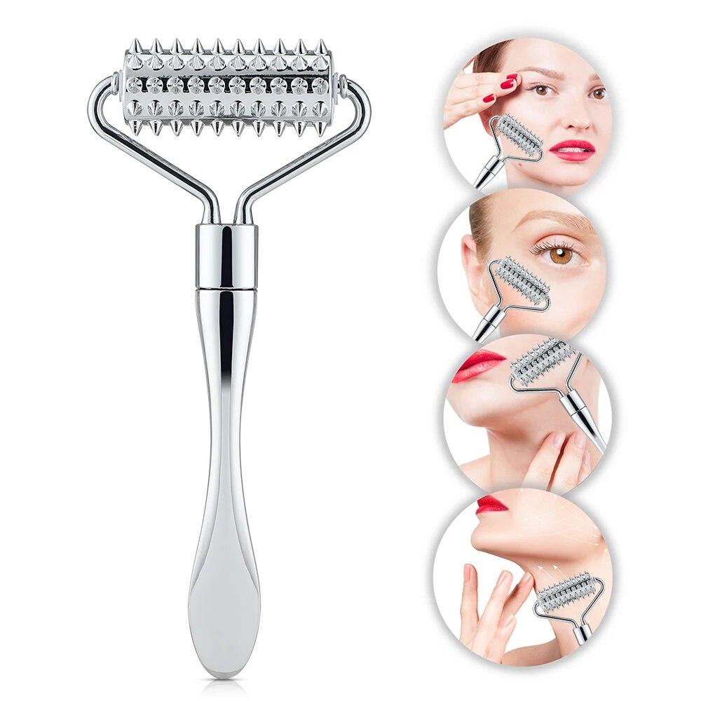 Zinc Alloy Pointed Roller Spatula Massage Ball Face Roller Massager Improve Neck Facial Beauty Skin Care Tool