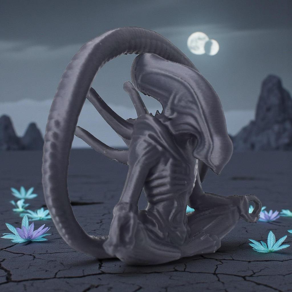 Серая кукла-подвеска Инопланетянин для медитации, напечатанная на 3D-принтере