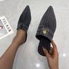 2024 New Womens Slippers Pointed Toe Denim Jeans Flat Slipper Slingbacks Womens Shoes Fashion Sandals Ladies Casual Shoes