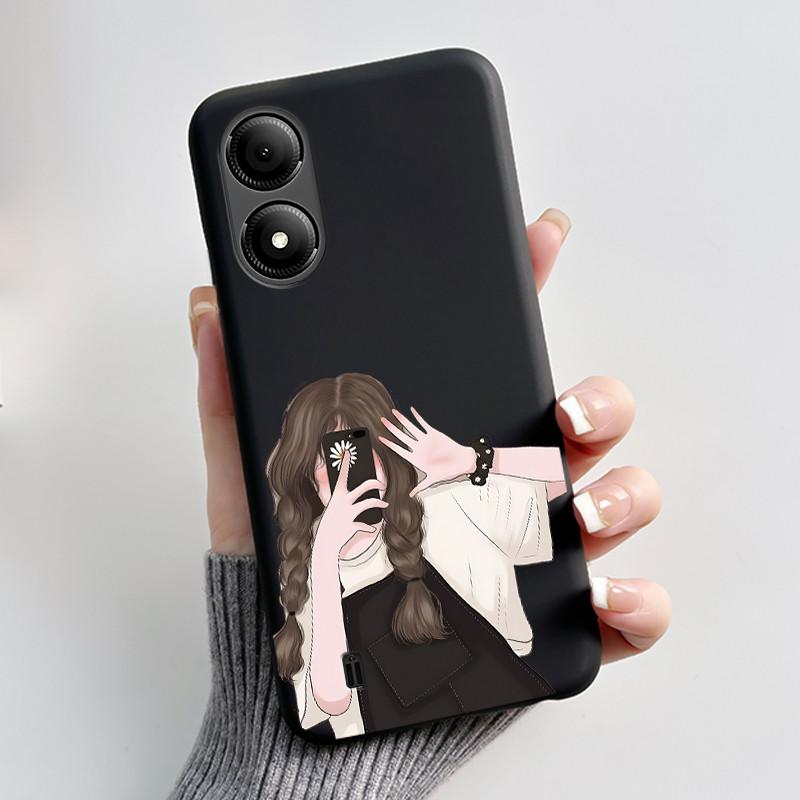 Phone Case For ZTE Blade A33s Soft Silicone Black Case Aesthetic Pattern Hidden Garden Shockproof Shell ZTE Blade A33s Casing