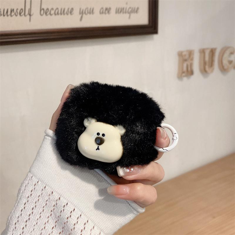 Cute plush three-dimensional bear for Apple AirPods 1 cartoon protective case 1st generation Pro1 Bluetooth headset case